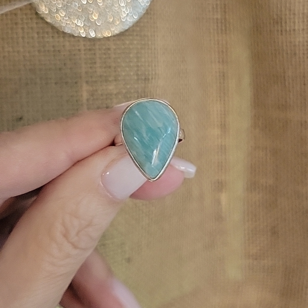 Amazonite Teardrop Ring - image 2
